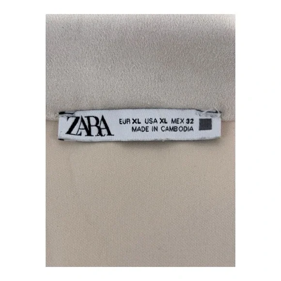 Zara Duster Coat Womens XL Faux Suede Longline Open Beige Brown Colorblock Soft - Picture 3 of 7